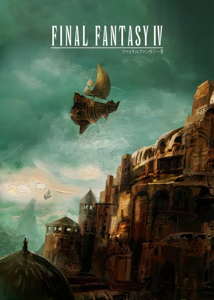 Final Fantasy IV Airship Over City