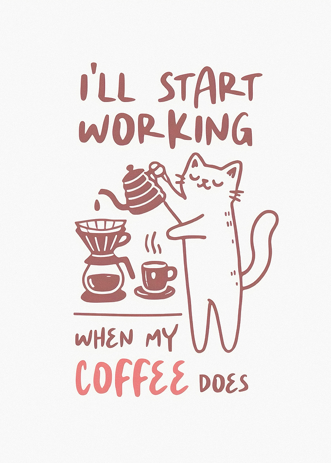 Cat Making Coffee Illustration