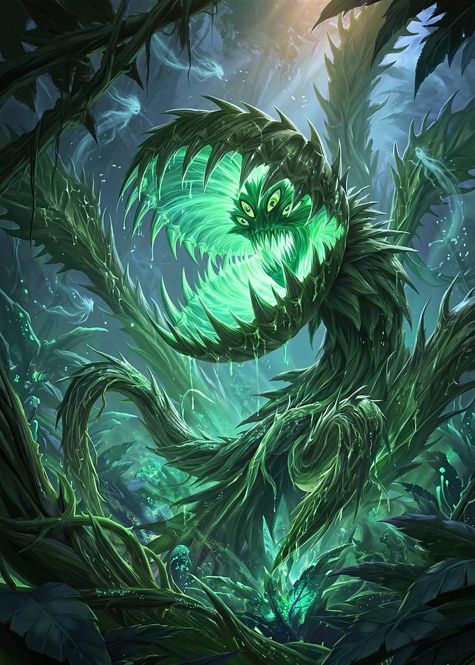 Glowing Monstrous Venus Flytrap Creature