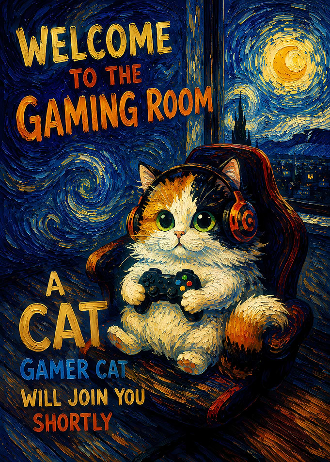 Gamer Cat Gaming Room Sign