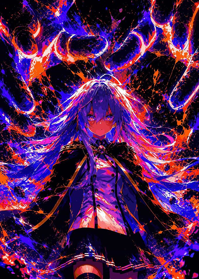 Anime Girl Surrounded by Chaotic Energy