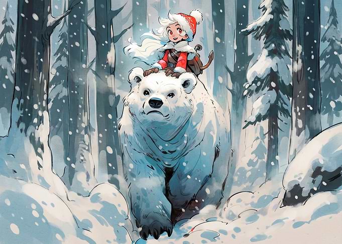 Girl Riding a Polar Bear