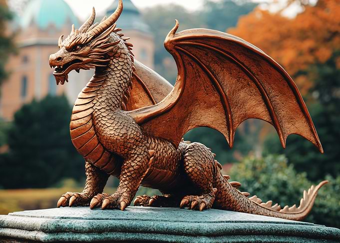 Bronze Dragon Statue Garden Ornament
