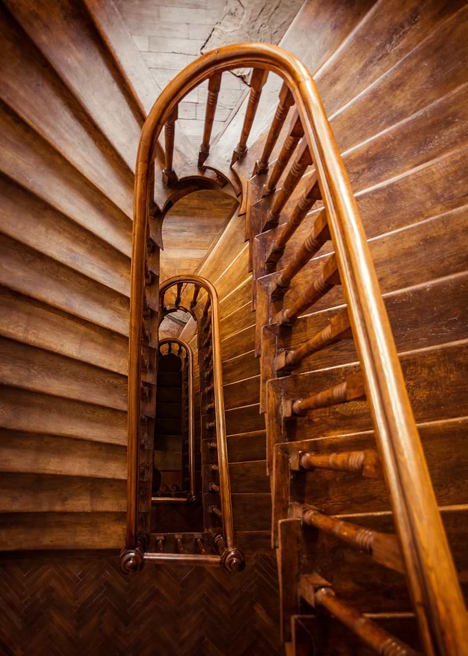 Elegant Wooden Spiral Staircase