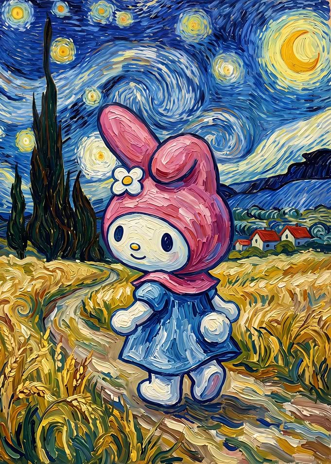 My Melody in Starry Night Style