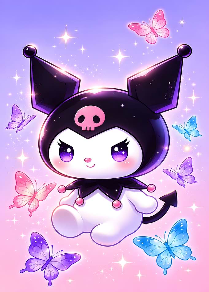 Kuromi with Butterflies Digital Art