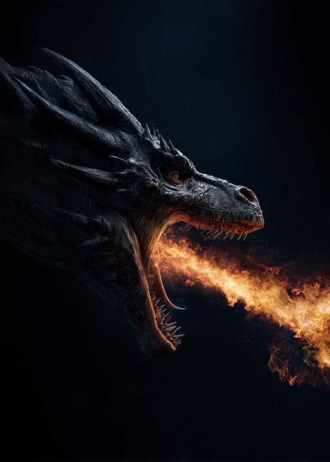 Black Dragon Breathing Fire