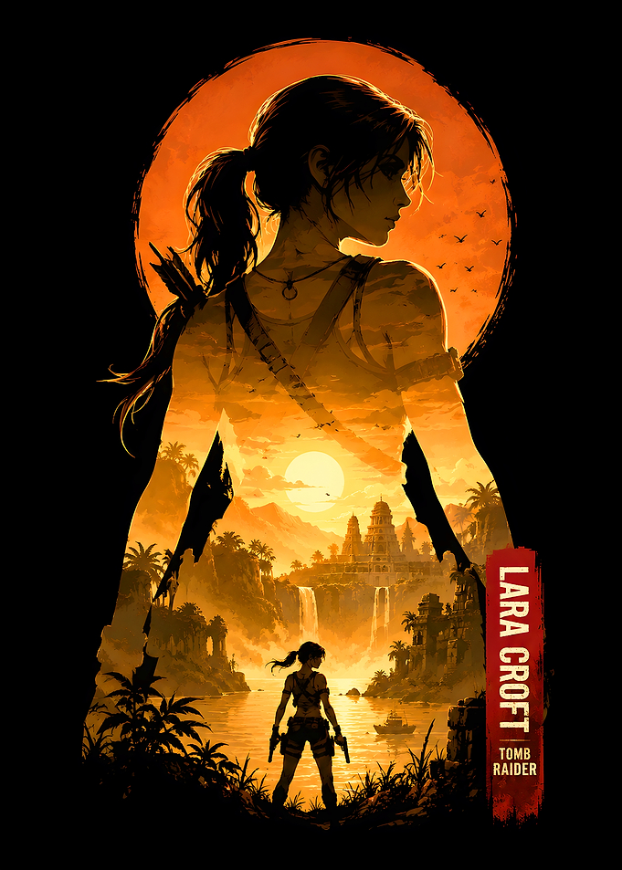 Lara Croft Tomb Raider Silhouette Poster