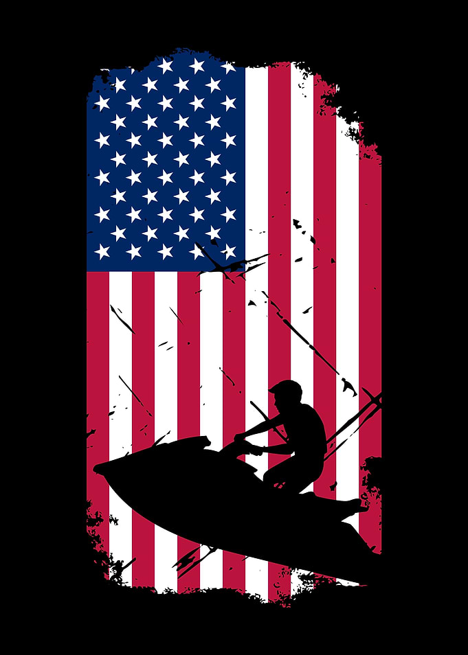 American Flag Jet Ski Silhouette