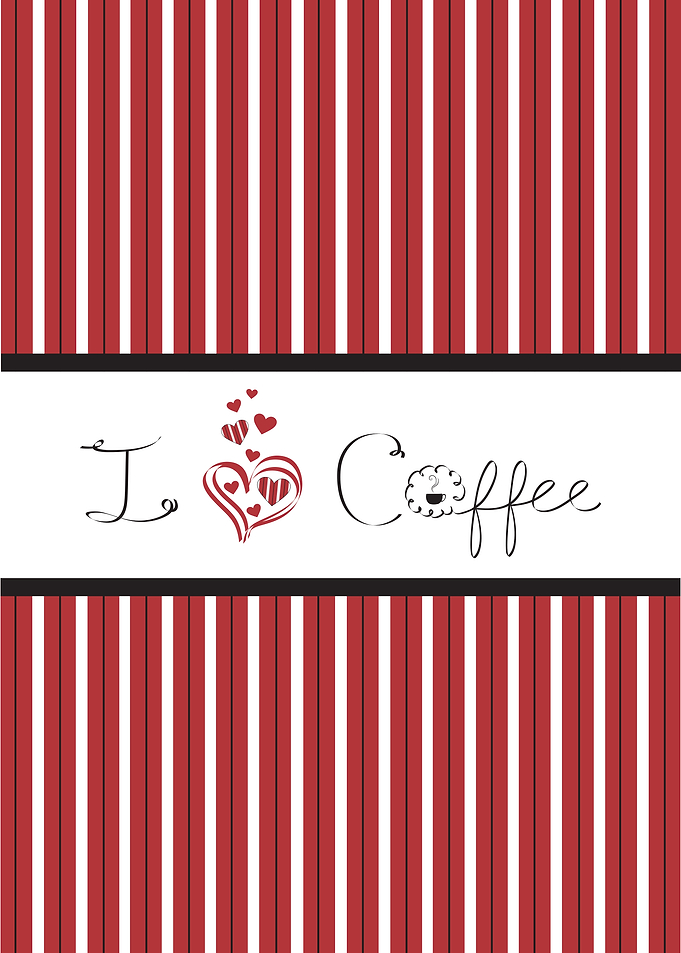 I Love Coffee Striped Poster