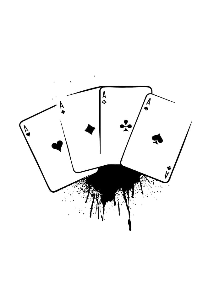 Four Aces Playing Cards Ink Splatter
