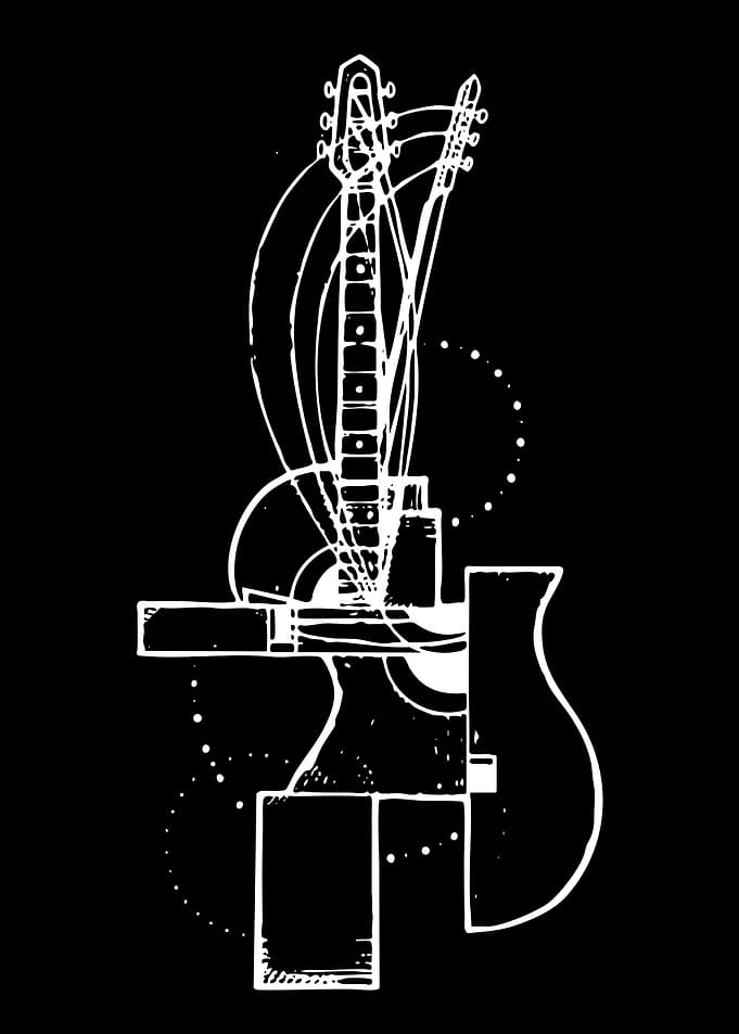 Abstract Geometric Guitar Line Art