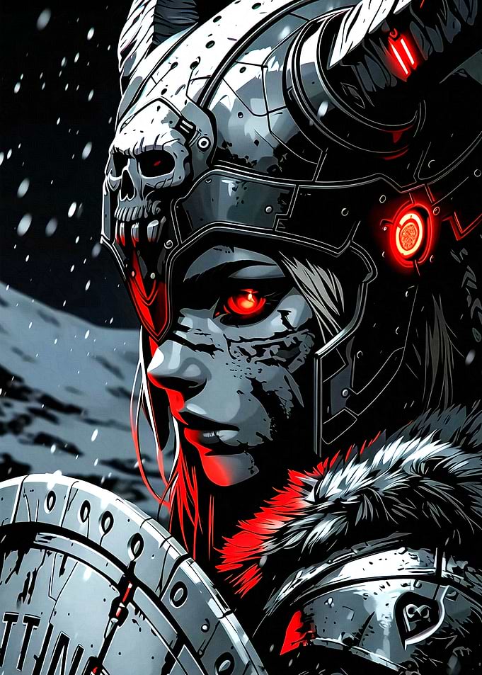 Cybernetic Viking Warrior Portrait