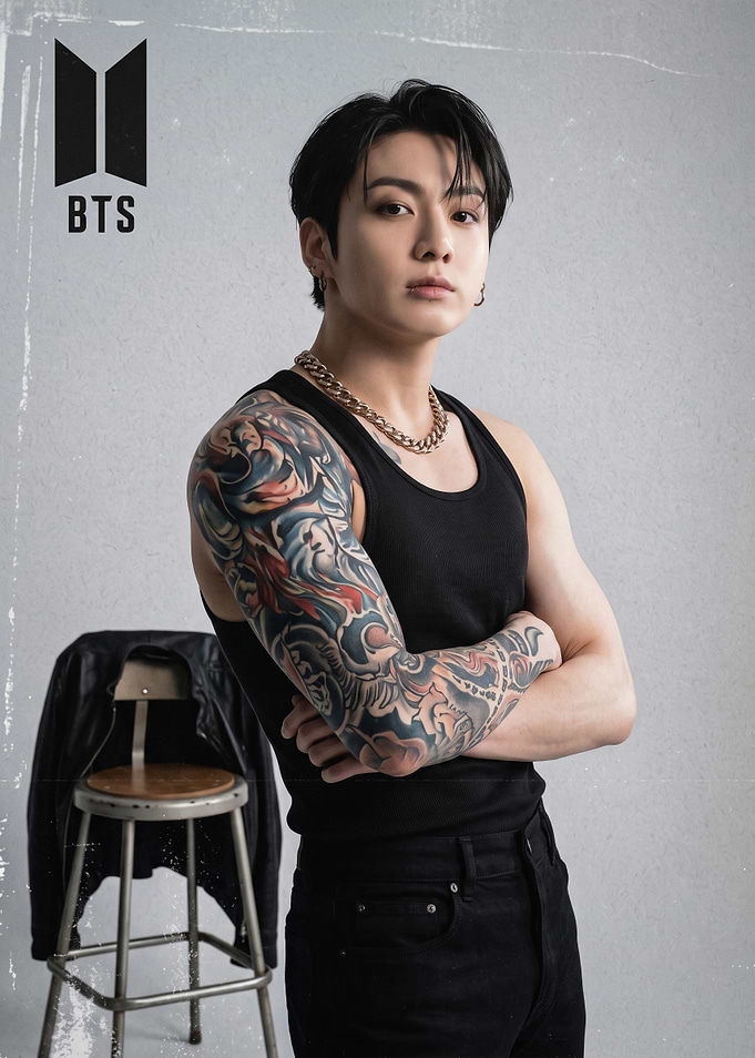 Jungkook BTS Portrait with Tattoos