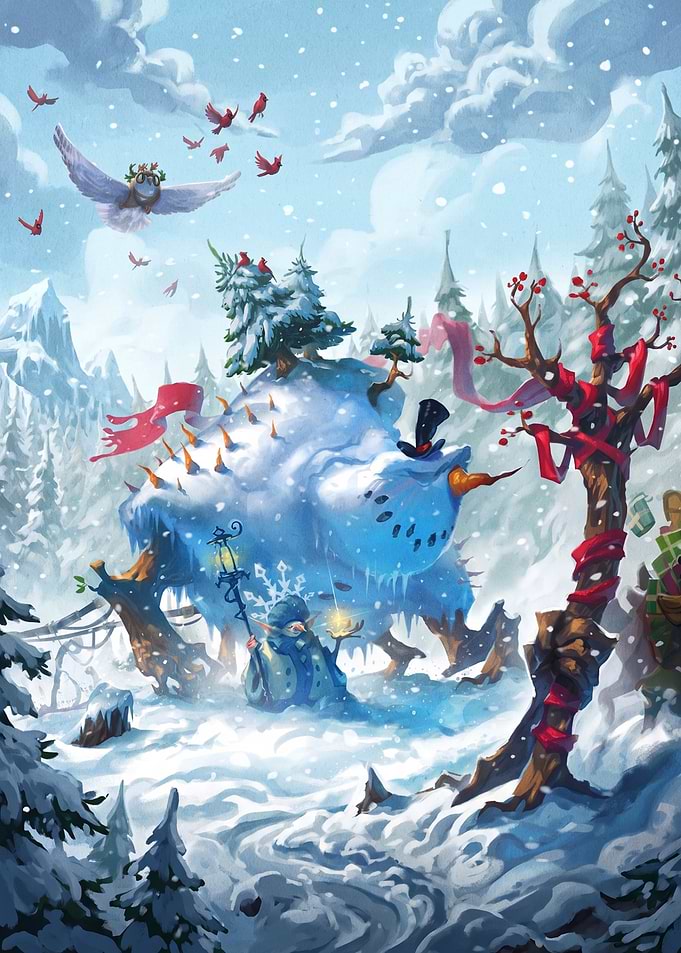 Whimsical Winter Snow Creature Scene