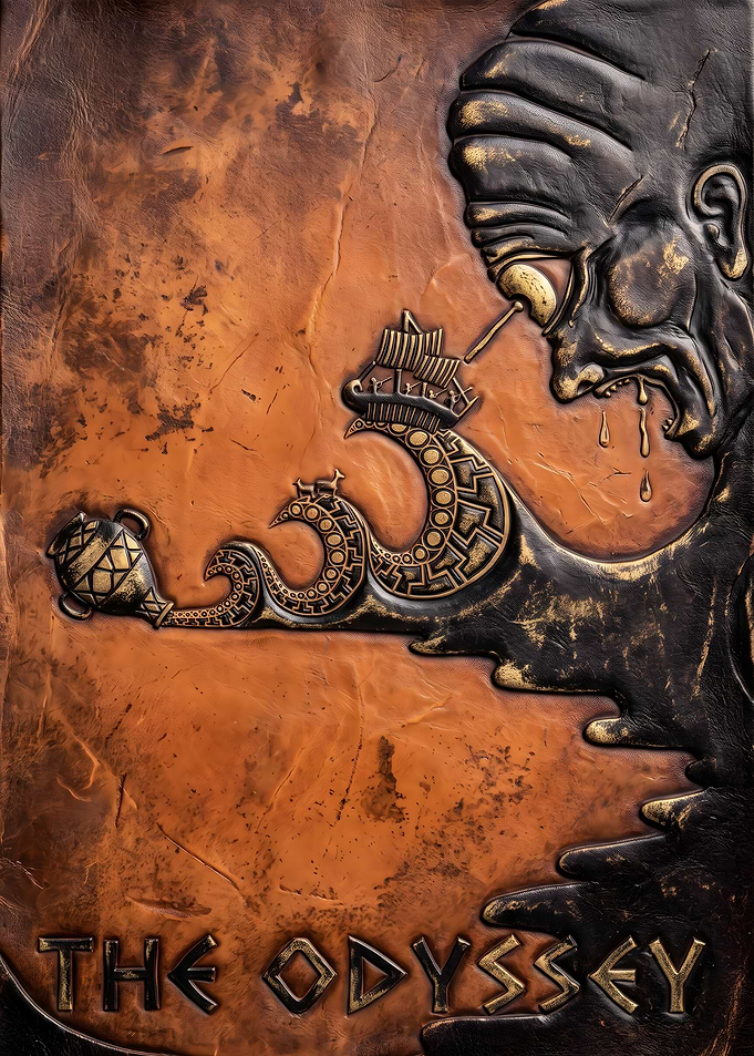 The Odyssey Leather Embossed Book Cover