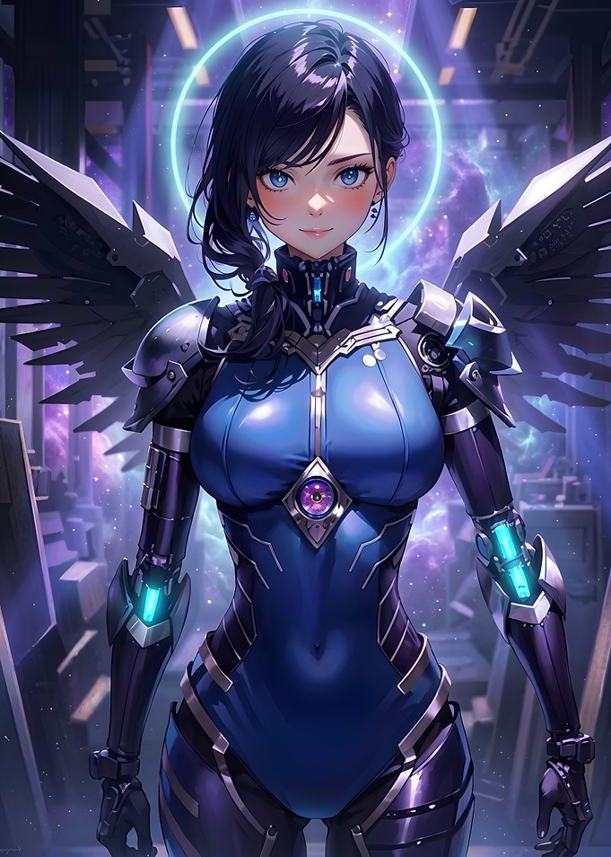 Cybernetic Angelic Warrior Portrait