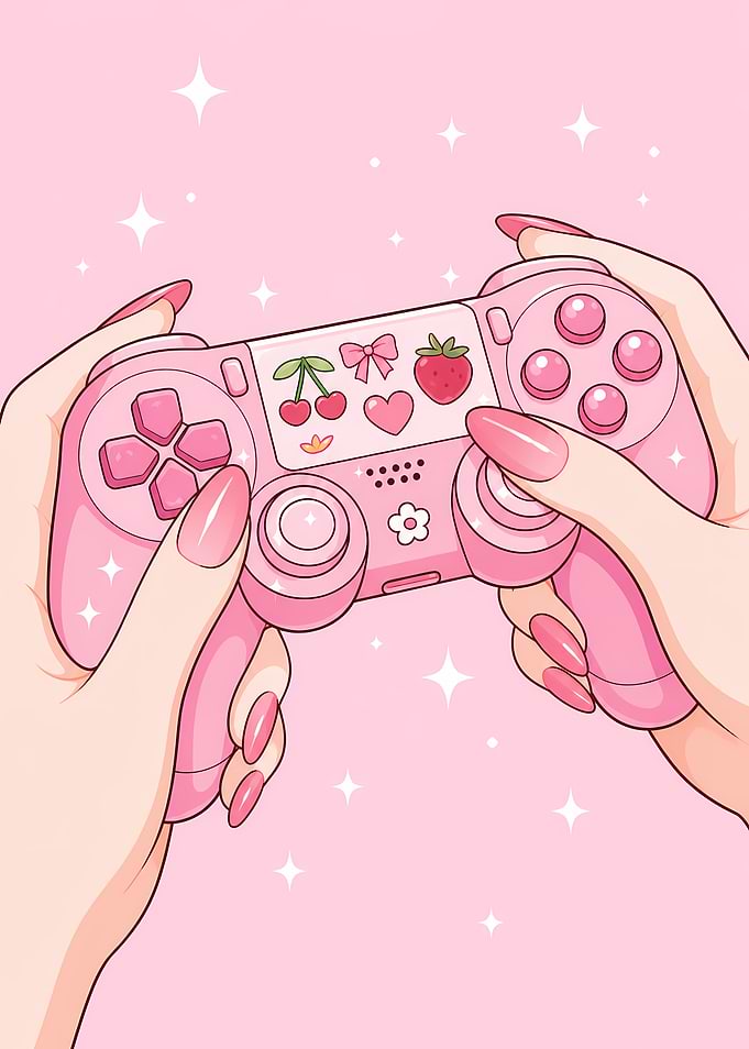 Cute Pink Kawaii Gaming Controller