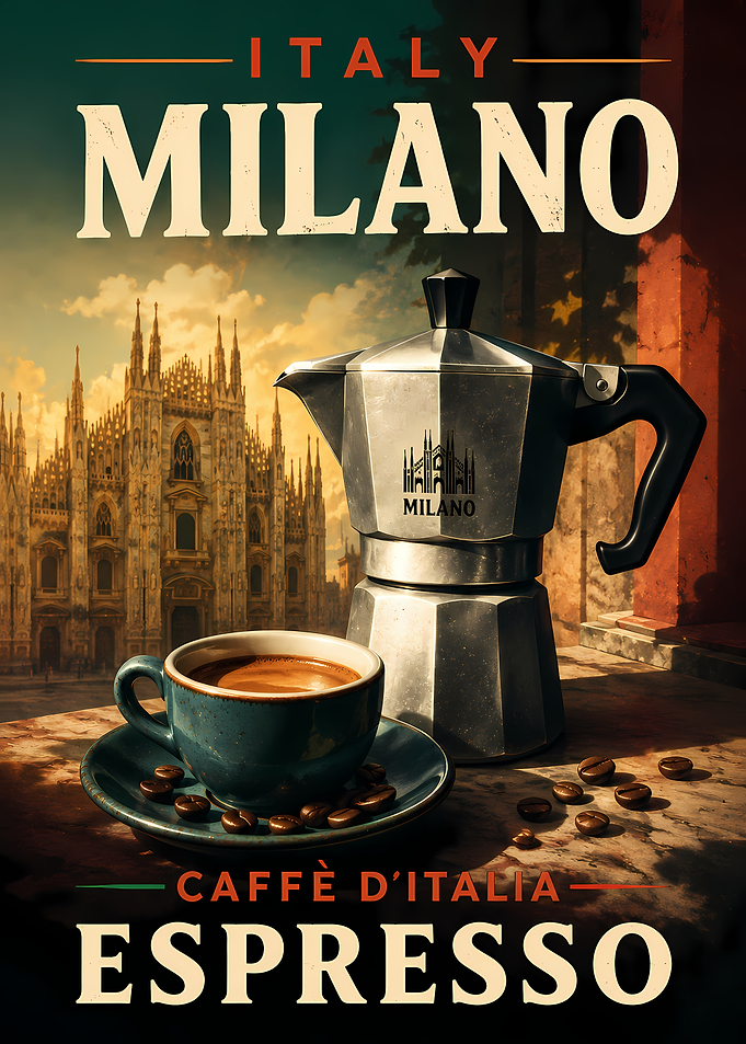Milano Espresso Coffee Travel Poster