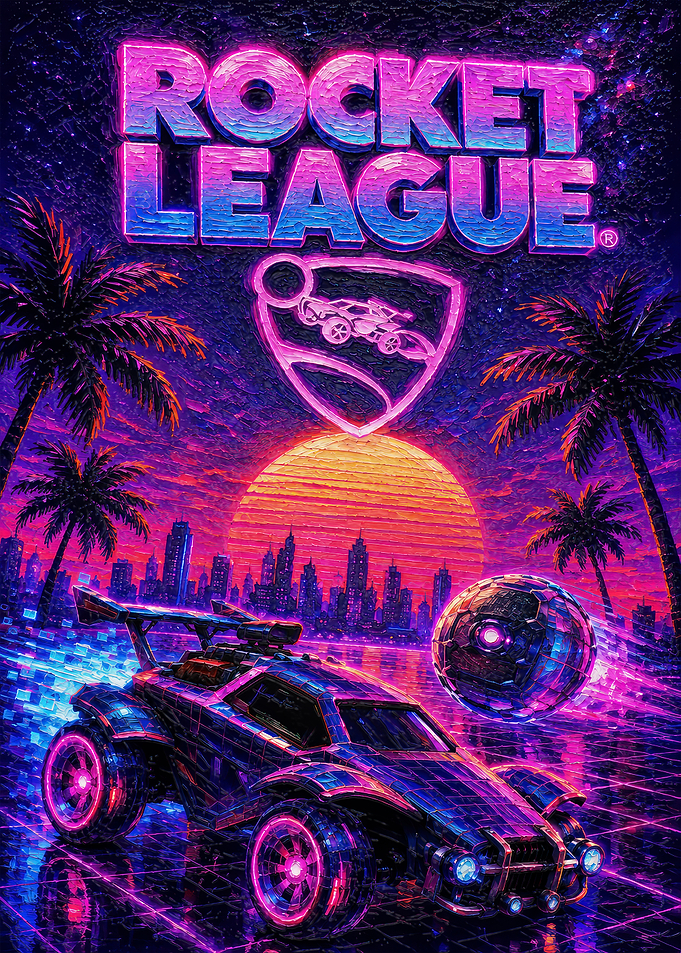 Retro Synthwave Rocket League Poster