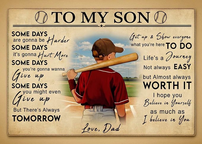 To My Son Baseball Inspirational Poster