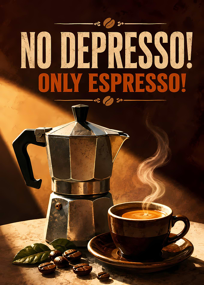 No Depresso Only Espresso Coffee Poster