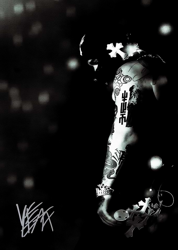 Tattooed Musician in Dark Atmosphere