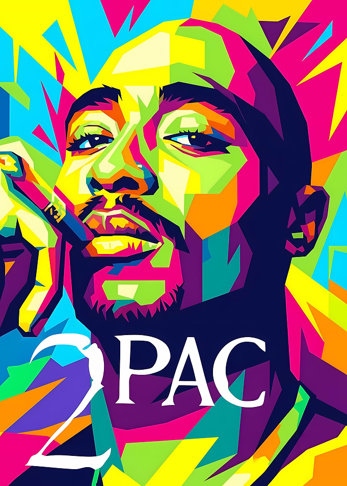 Colorful Pop Art Portrait of 2Pac