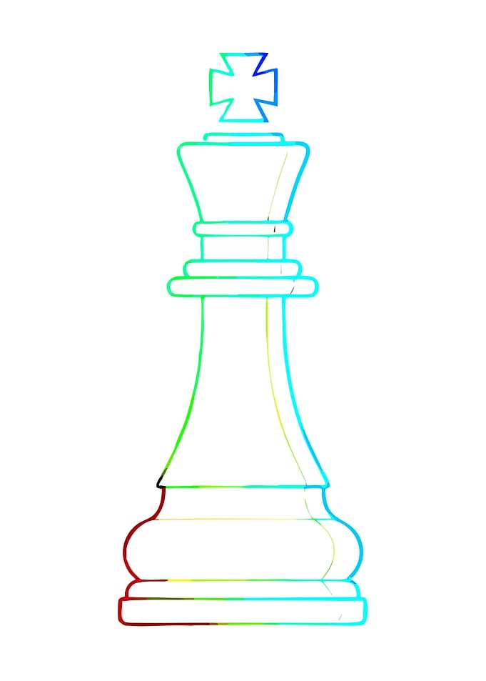 Rainbow Outline Chess King Piece