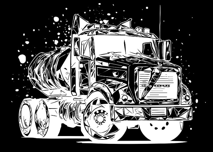 Abstract Geometric Semi Truck Illustration