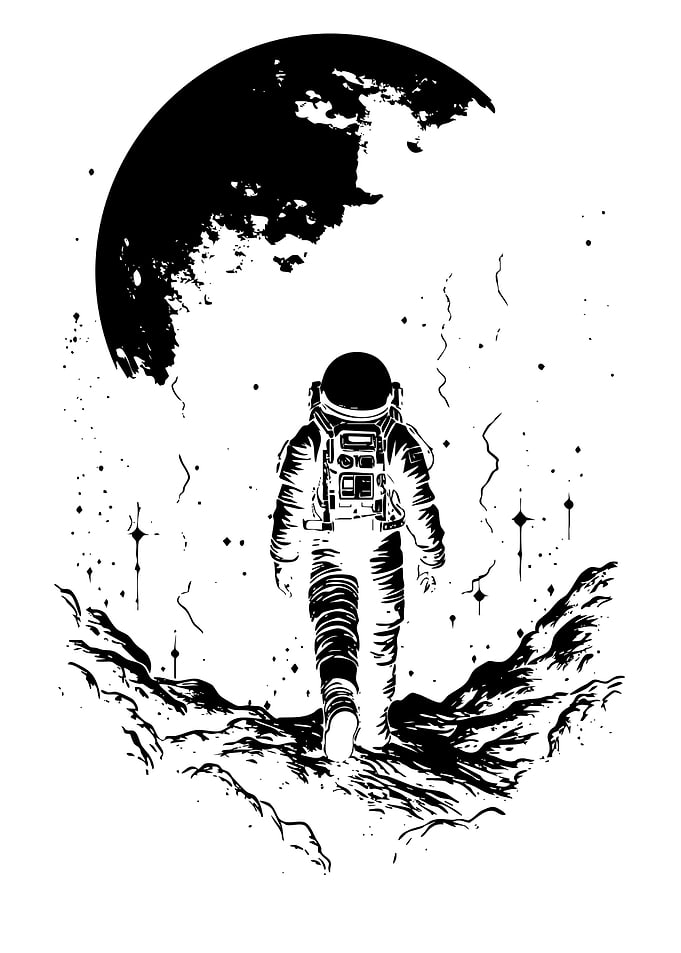 Astronaut Walking on Lunar Surface