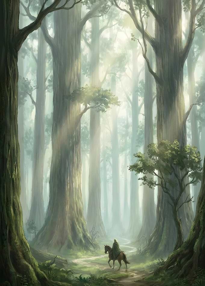 Rider in an Ancient Forest