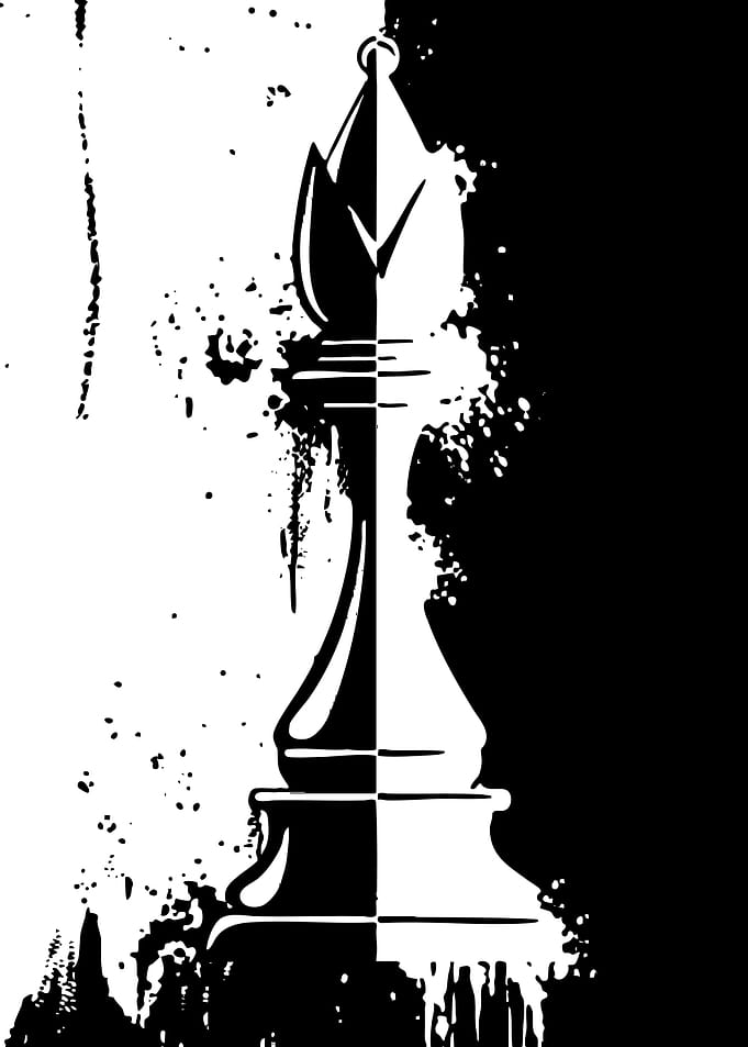 Black and White Chess Bishop