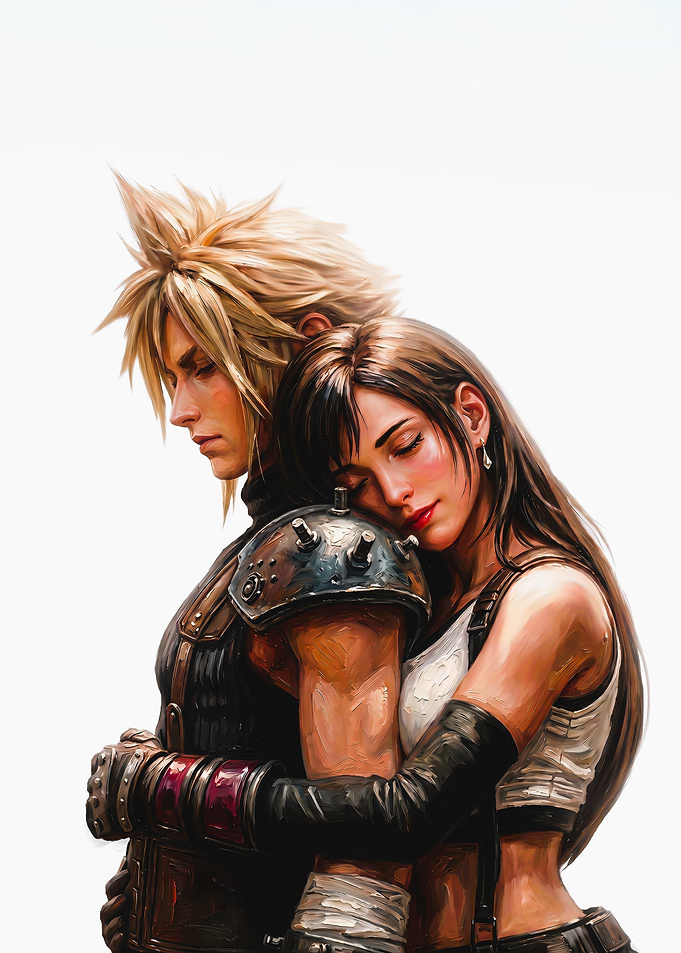 Cloud and Tifa Romantic Embrace