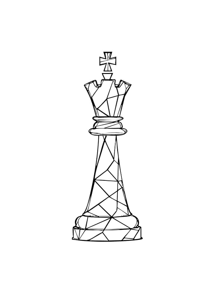 Geometric Chess King Piece Line Art