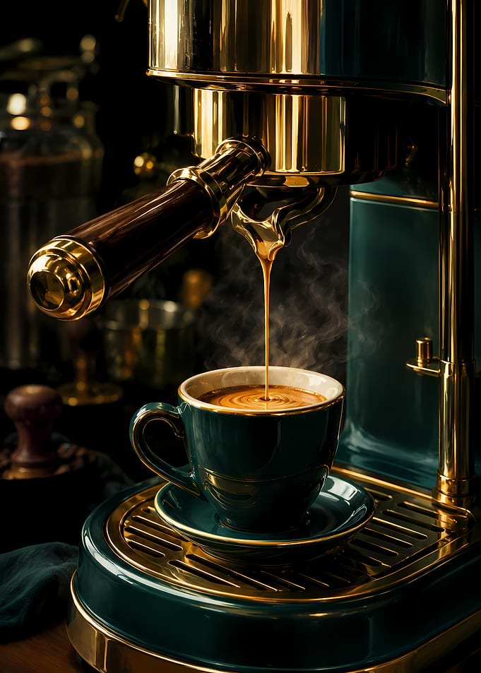 Luxury Espresso Machine Brewing Coffee