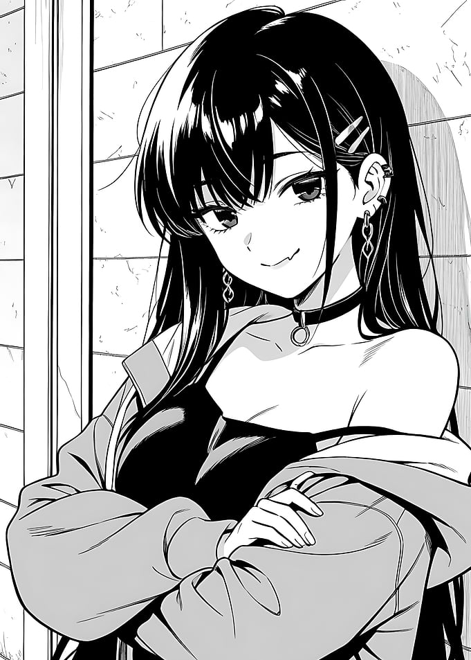 Stylish Anime Girl with Piercings