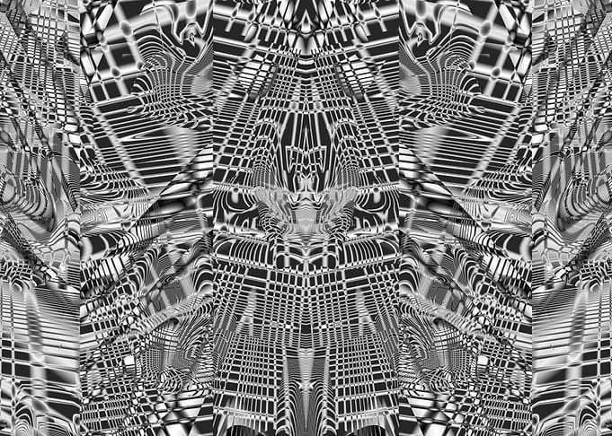 Psychedelic Monochrome Alien Fractal Pattern Digital Abstract Art