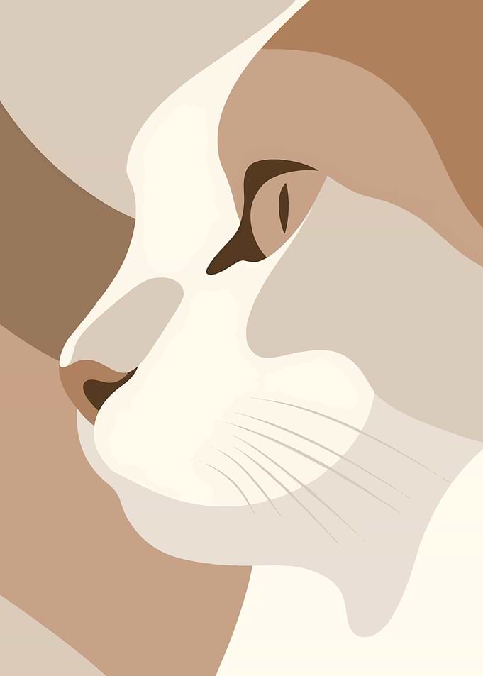 Minimalist Abstract Cat Profile Illustration