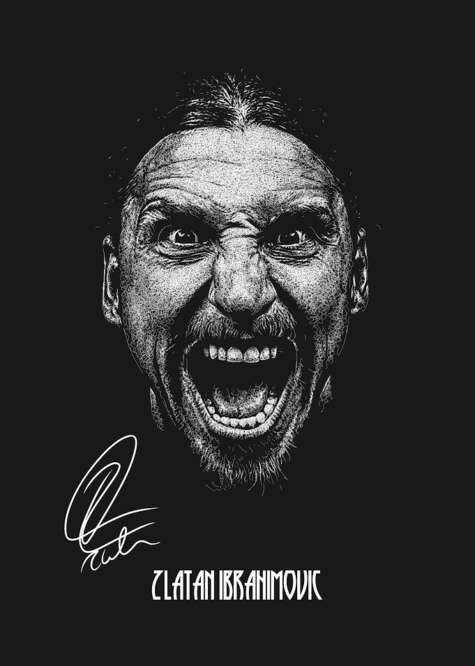 Zlatan Ibrahimovic Stippling Portrait Art