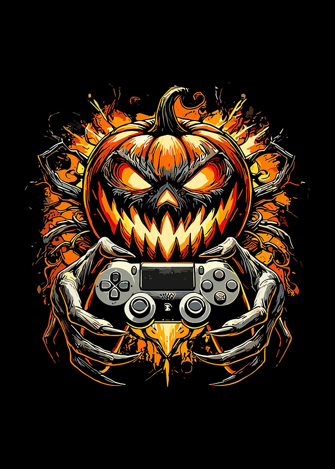 Spooky Halloween Gamer Pumpkin