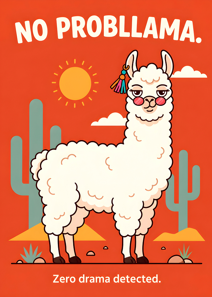 No Probllama Cute Llama Poster