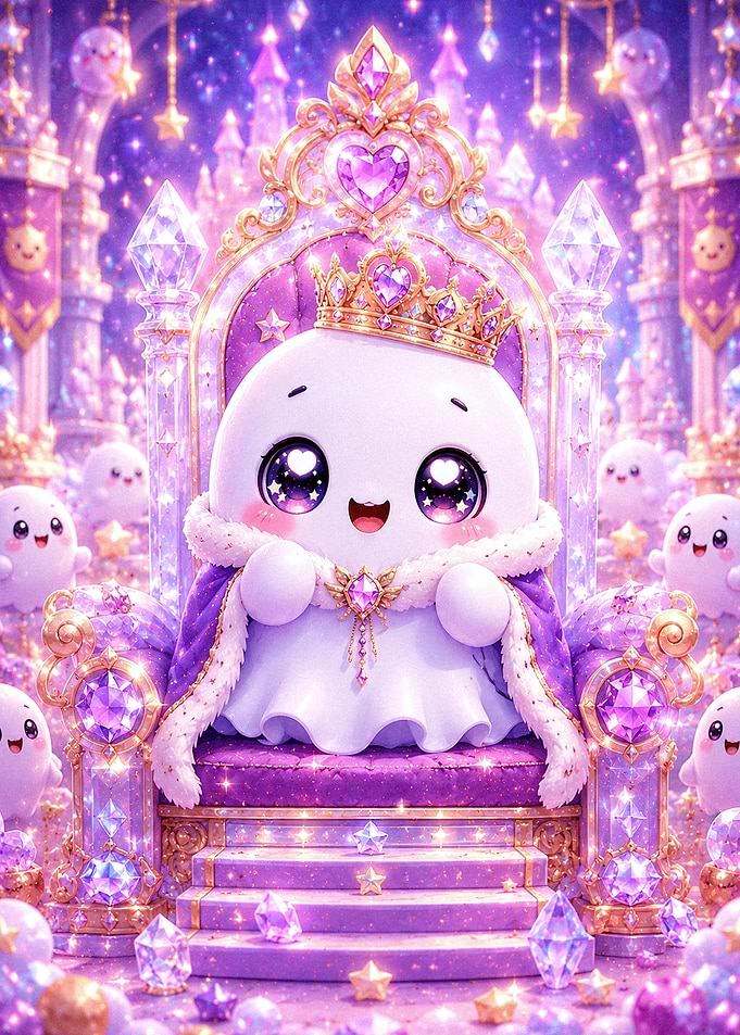 Cute Ghost King on Crystal Throne