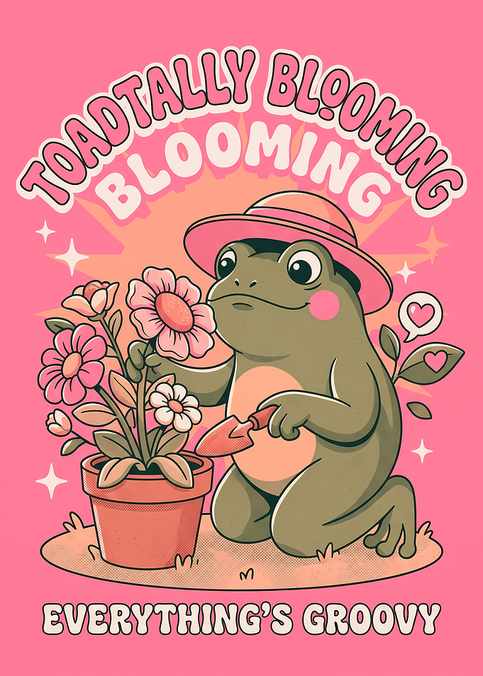 Toadtally Blooming Groovy Frog Illustration