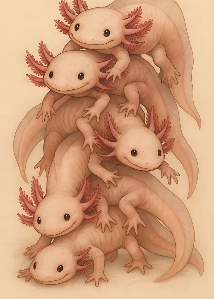 Stack of Cute Axolotls