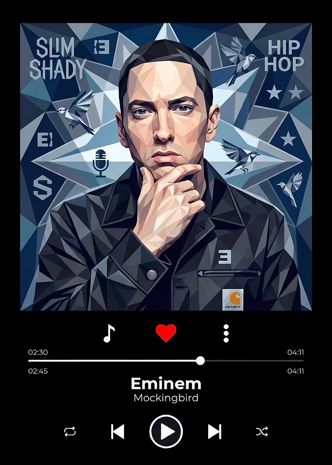 Eminem Low Poly Music Player Interface