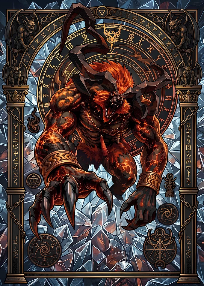 Fierce Horned Demon Warrior Illustration