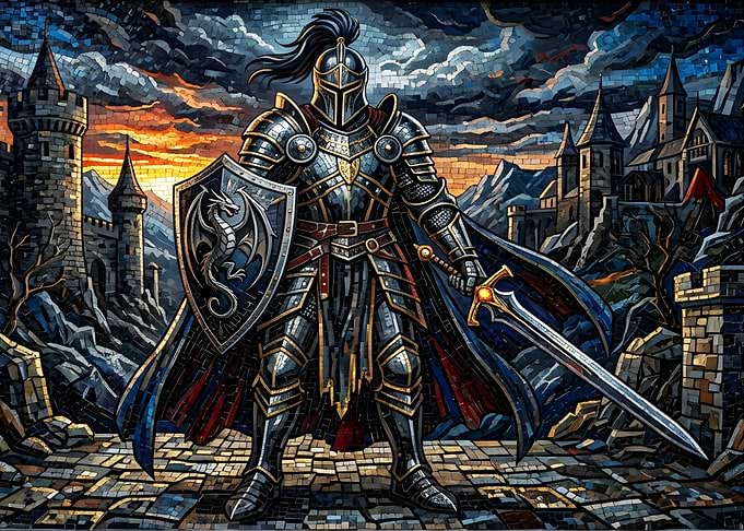 Mosaic Knight with Dragon Shield
