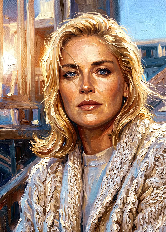 Oil Painting Portrait of Sharon Stone