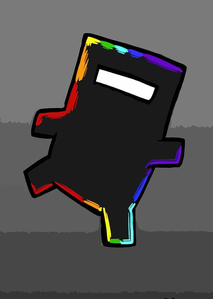 Minimalist Rainbow Bordered Black Character